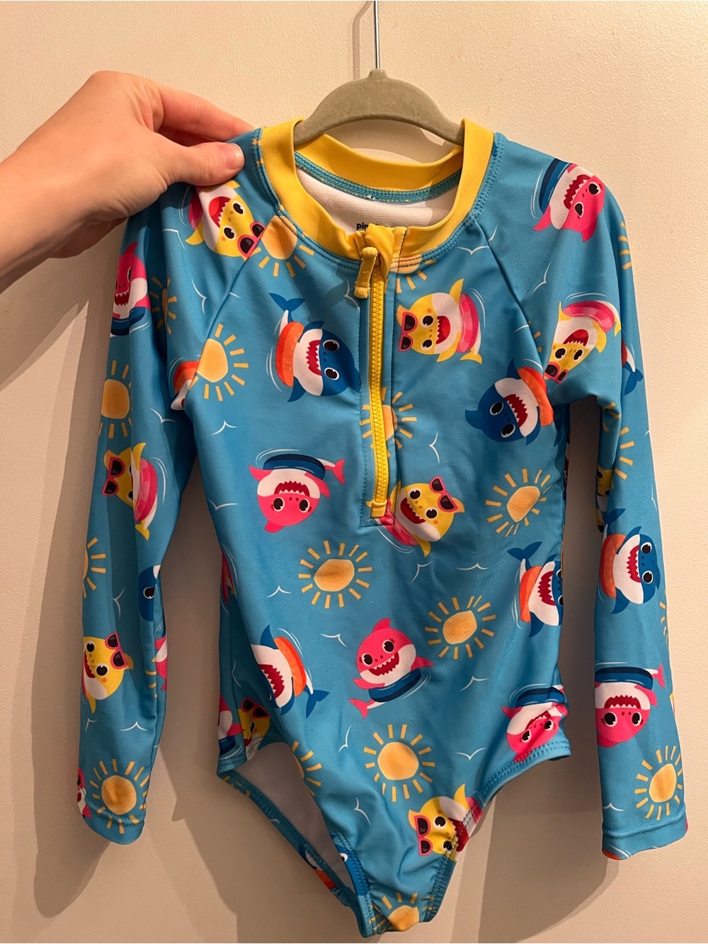 Pinkfong Baby Shark Swimsuit - Blue with Shark & Sun Print - 5T
